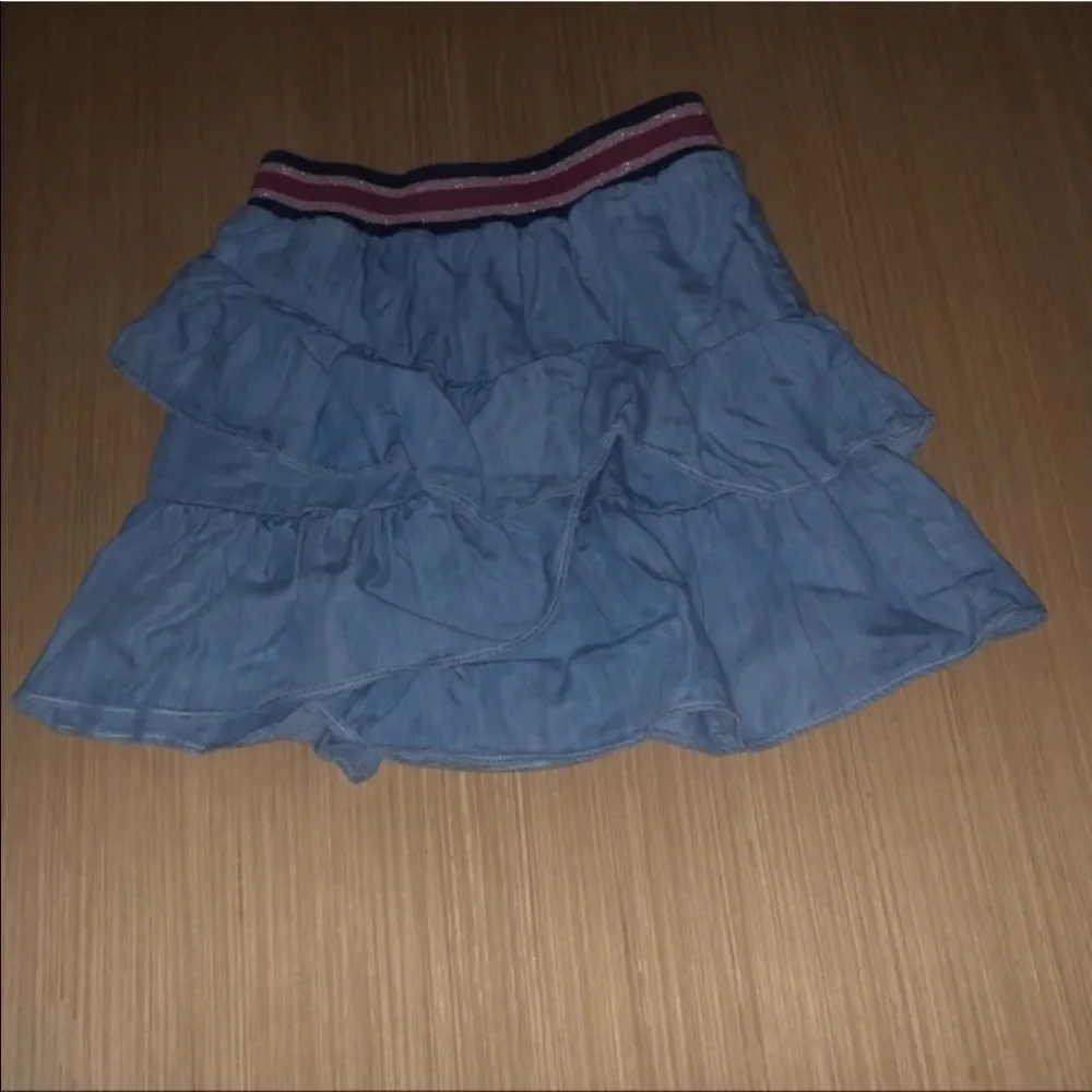 Peek Ruffle Chambray Denim Skirt